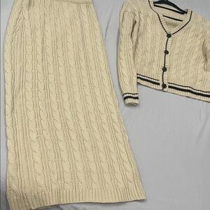 SHEIN Cream Cable Knit Maxi Skirt